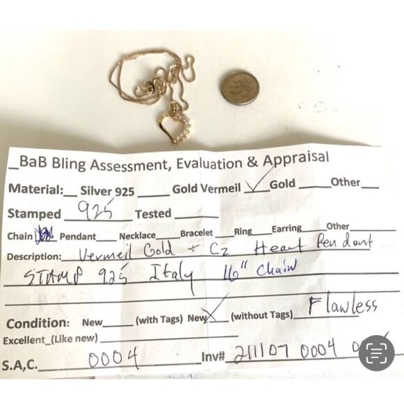 ES# Gold Vermeil & Cz Heart Necklace - Picture 6 of 6